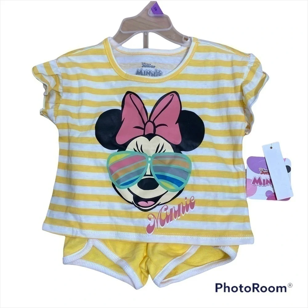 Minnie Mouse Outfit Shorts T-shirt NWT 12 mos Yellow Sunglasses Disney